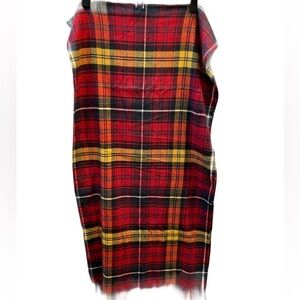 ❤️ GAP RED CLASSIC TARTAN PLAID FRINGE SCARF